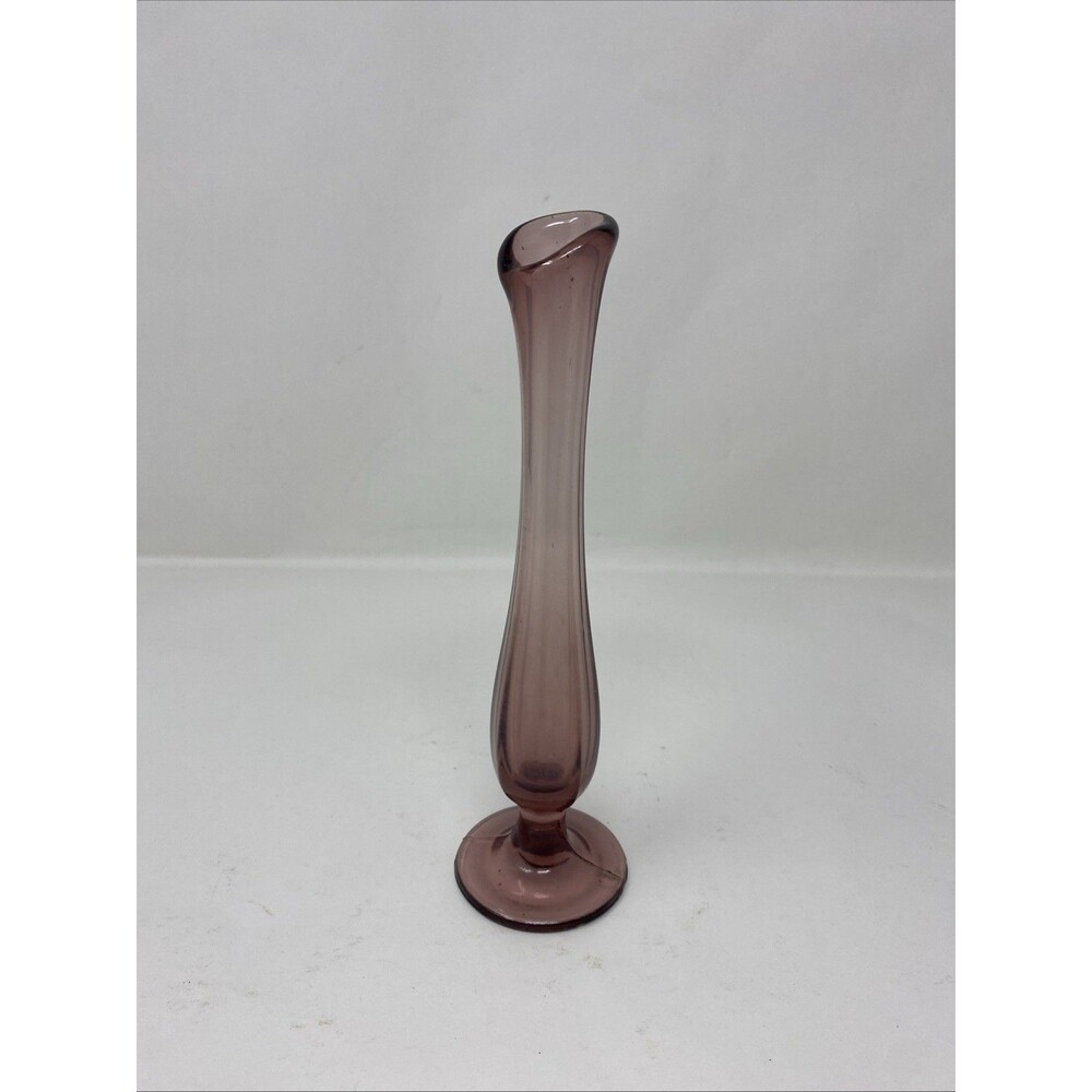 Vintage Purple Glass “Swung” Bud Vase - 8-3/4” Tall